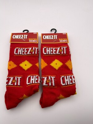 2 Pairs Odd Sox Cheez It Crackers Novelty Crazy Socks Gift Mens Size 6-12 Crew