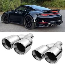 For Porsche 911 996 997 2.5 In 3.5 Out Quad Exhaust Tips Double Wall Polished