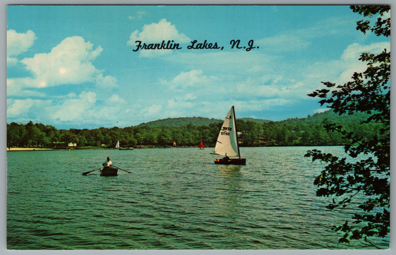 FILA Cartolina Franklin Lakes New Jersey Bergen County barca a vela barca a remi c1966