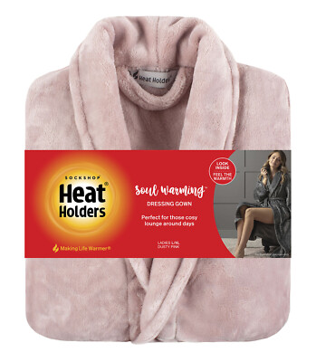 thermal dressing gown ladies Heat Holders - Ladies Fleece Dressing Gown - Ice Grey