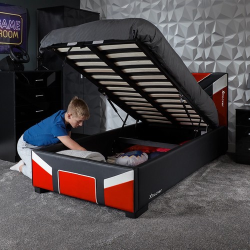 X ROCKER Cerberus MKII Ottoman Bed Frame Storage SMALL DOUBLE - RED | CLEARANCE - Picture 6 of 7