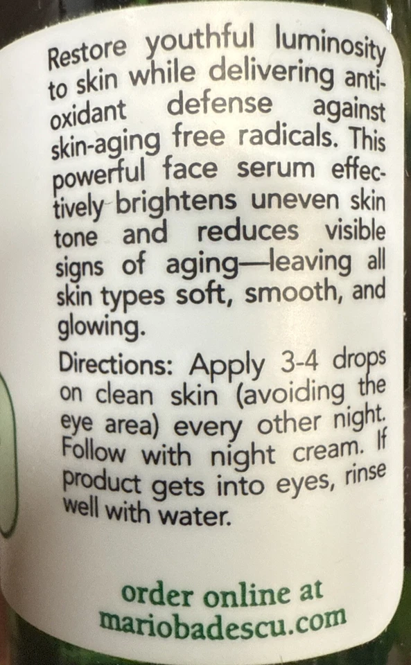 Mario Badescu 1 oz Suero de Vitamina C para Todo Tipo de Piel Suero Ligero NUEVO Foto 4 de 4