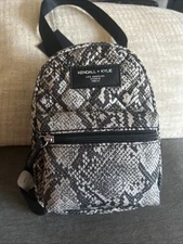 Kendall + Kylie Womens Mini Backpack Zip Mixed Black Canvas NWTs