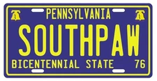 Rocky Balboa movie 1977 "Southpaw" PA License plate 