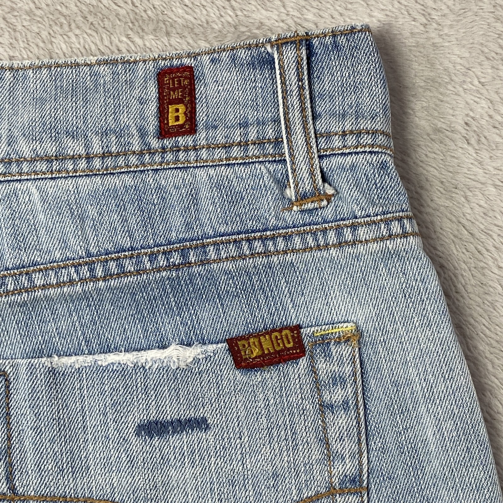 Bongo Denim Shorts Womens 7 Distressed Cutoff High Rise Button Fly Vintage Style