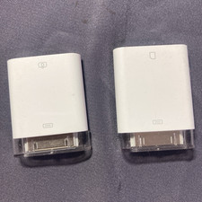Apple A1362 30-Pin Dock Adapter White Lot of 2 w/ Protective Caps