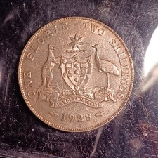 1928 Australia Florin - 1/3 OUNCE SILVER - King Edward VII Free combine Shipping