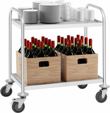 Royal Catering Kitchen Serving Trolley with 2 Shelves Stainless Steel up to150kg