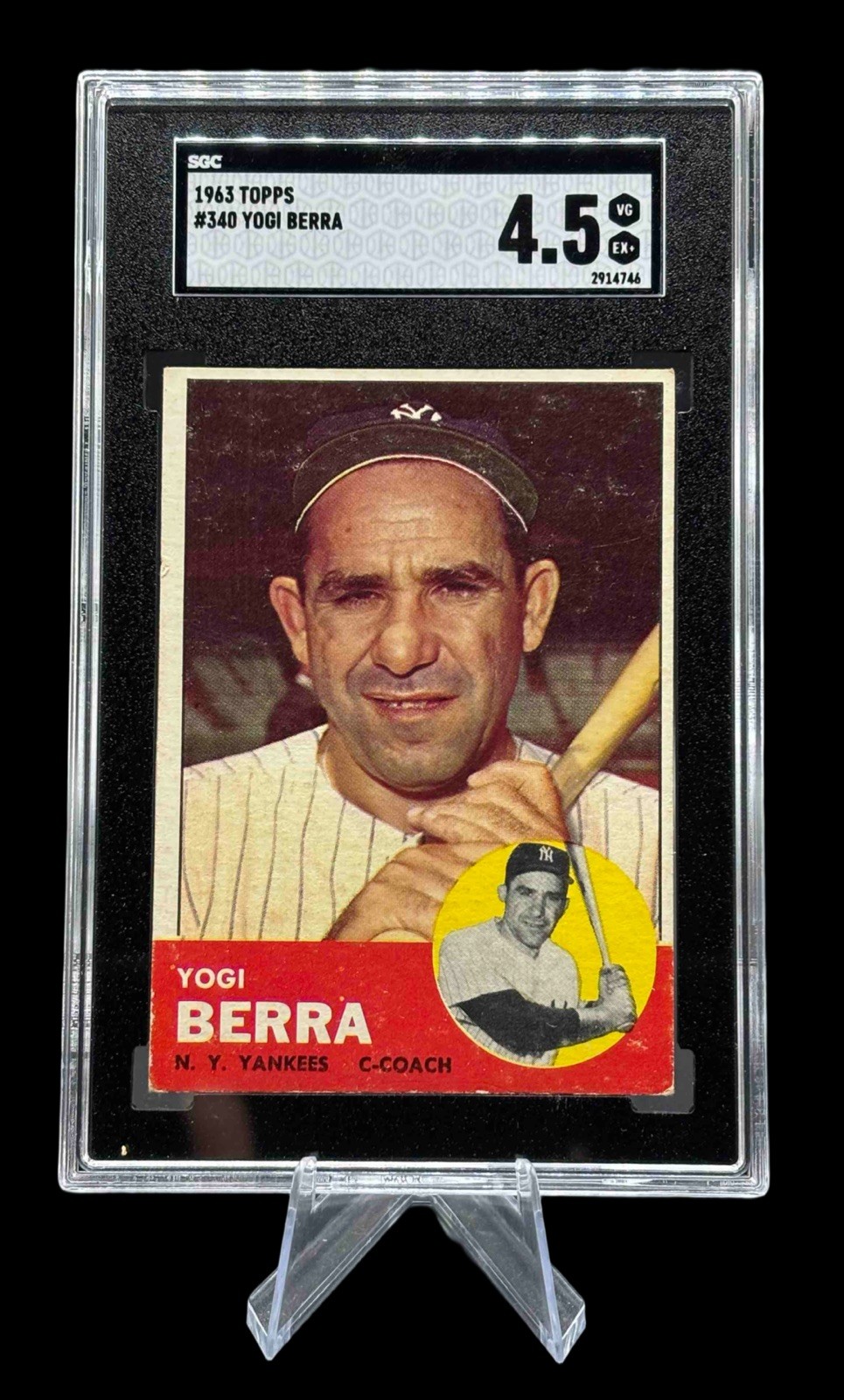 1963 Topps #340 Yogi Berra New York Yankees HOF SGC 4.5 VG-EX+ Freshly Graded!
