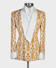 Men's Damask Tuxedo Jacket Shawl Lapel Formal Wedding Suit Party Prom Blazer