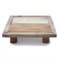 Holz Blumen Teller Natur Quadratisch - 20Cm - Pflanzen StäNder Deko Hocker Eckig