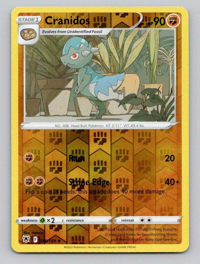 Reverse Holo Cranidos 076/189 Uncommon SWSH10: Astral Radiance Pokemon