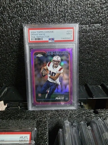 2024 Topps Chrome Drake Maye Pink Refractor Psa 9