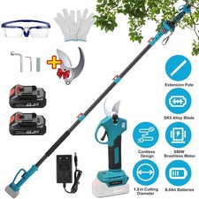 Electric Cordless Pruning Shears Pruner & 8FT Pole Reach to 14FT 2x6Ah Batteries