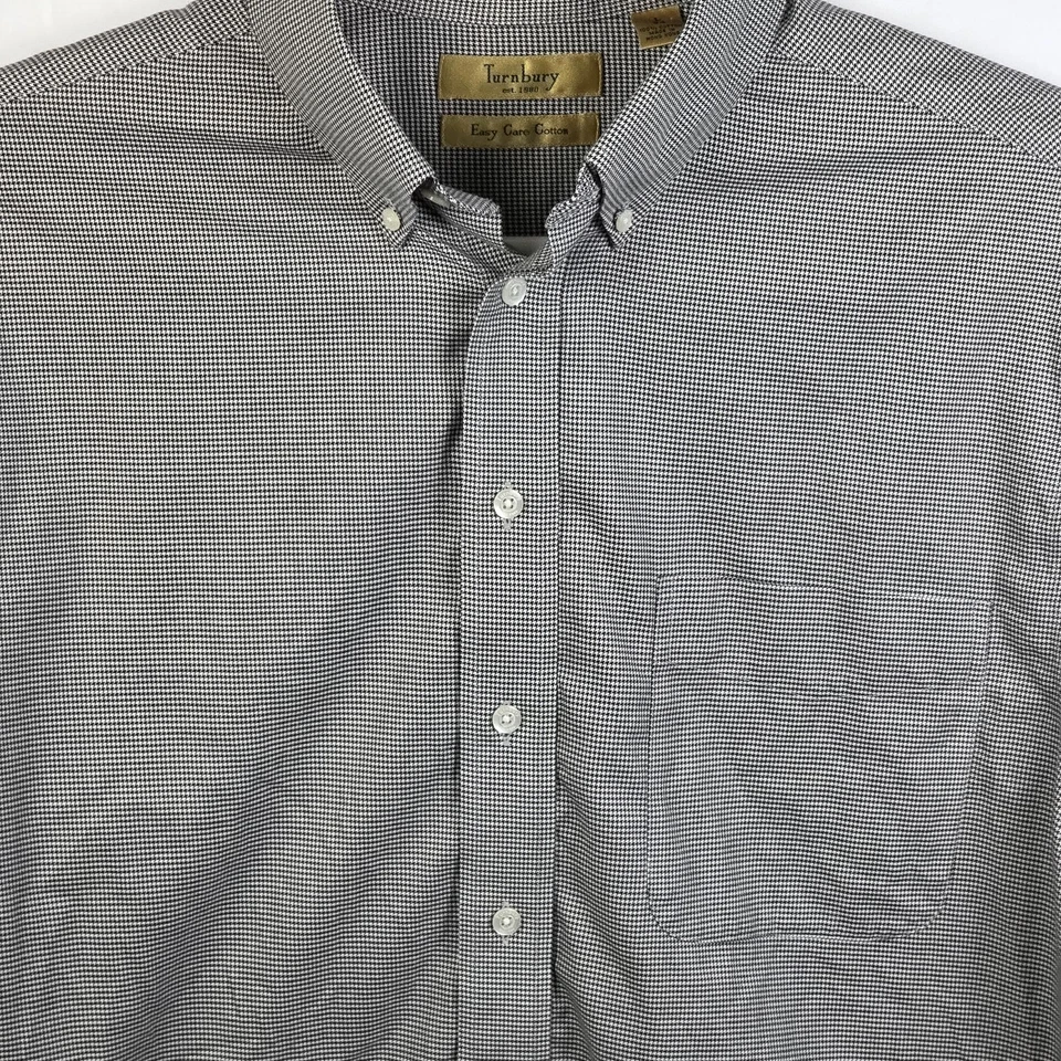 Turnbury Non Iron Men's Large / 34  Gray Checkered Long Sleeve Dress Shirt - Image 2 of 4
