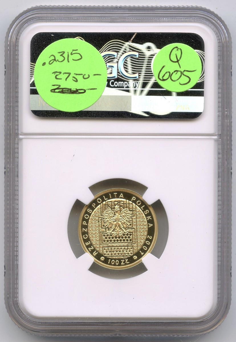2007-MW Poland Gold Coin Breaking Enigma Codes 100z NGC PF70 Ultra