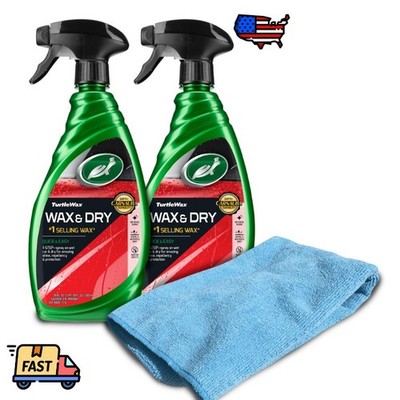 Turtle Wax 1-Step Wax & Dry, Liquid Car Wax, 26 oz Double Pack with Towel