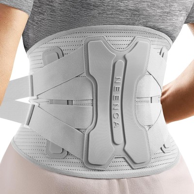 NEENCA Back Brace for Lower Pain Relief with Bionic Medium, Gray-Single 