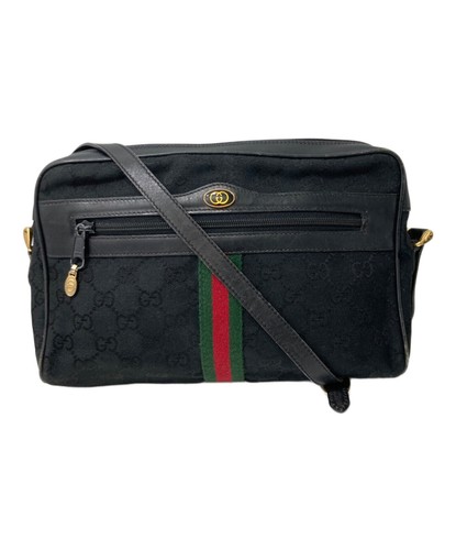 GUCCI Leather Canvas Shoulder Bag women hand bag purse handle From Japan