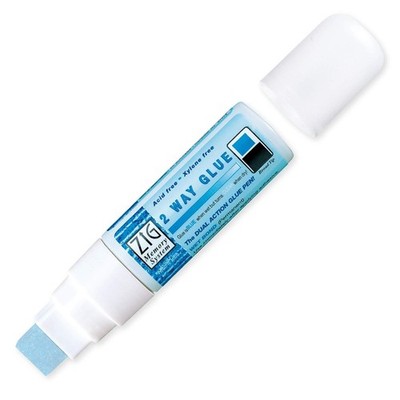 Kuretake ZIG  2 Way Glue Stick Pen, Broad 15mm Tip・Dual Action Lasting/Temporary