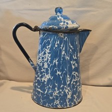 Blue & White Swirl Enamelware Coffee/Tea Pot ...