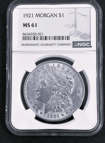 1921   MORGAN  SILVER  DOLLAR Certified MS61