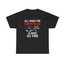 Christmas Ice Time Tee, Unisex Cotton Shirt, Holiday Apparel for Hockey Familes!