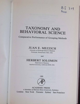 Taxonomy and Behavioral Sciences: Comparative Performance of Grouping Methods Me
