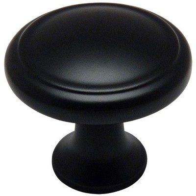 25-Pack 1-1/8'' Round Cabinet Knobs Flat Black Hardware for Kitchen Dresser