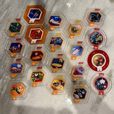#ad #ad Disney Infinity 1.0 2.0 3.0 Power Disc Lot Of 20 No Duplicate Lot 11 SOME RARE $21.67