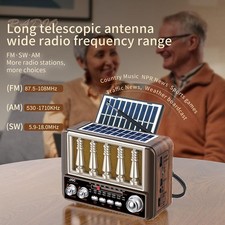 Portable Solar Rechargeable Bluetooth Radio AM/FM/SW 3-Band MP3 Player LED Light