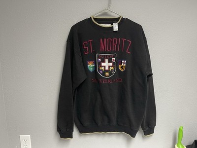 Vintage 90s St. Moritz Switzerland Embroidered Crewneck Sweatshirt / Size Medium