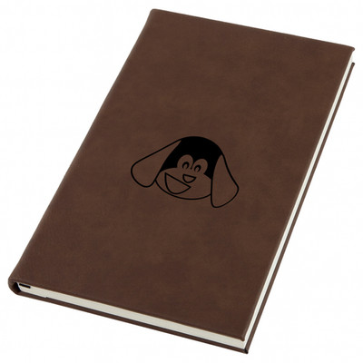 Excited Dog Engraved Leather Journal, Personal Planner with Lined Pages