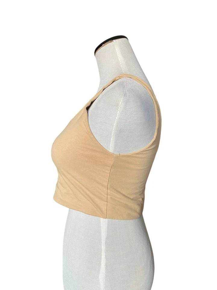 Pact Womens Everyday Double Scoop Longline Bra Size M Beige Organic Sustainable - Image 2 of 4
