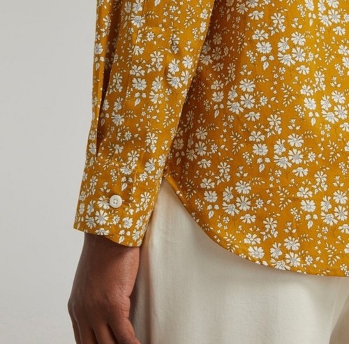 NWT$118 J.CREW Yellow Slim Fit Shirt Top in Liberty Art Capel Floral, Cotton, 6 - Picture 3 of 8