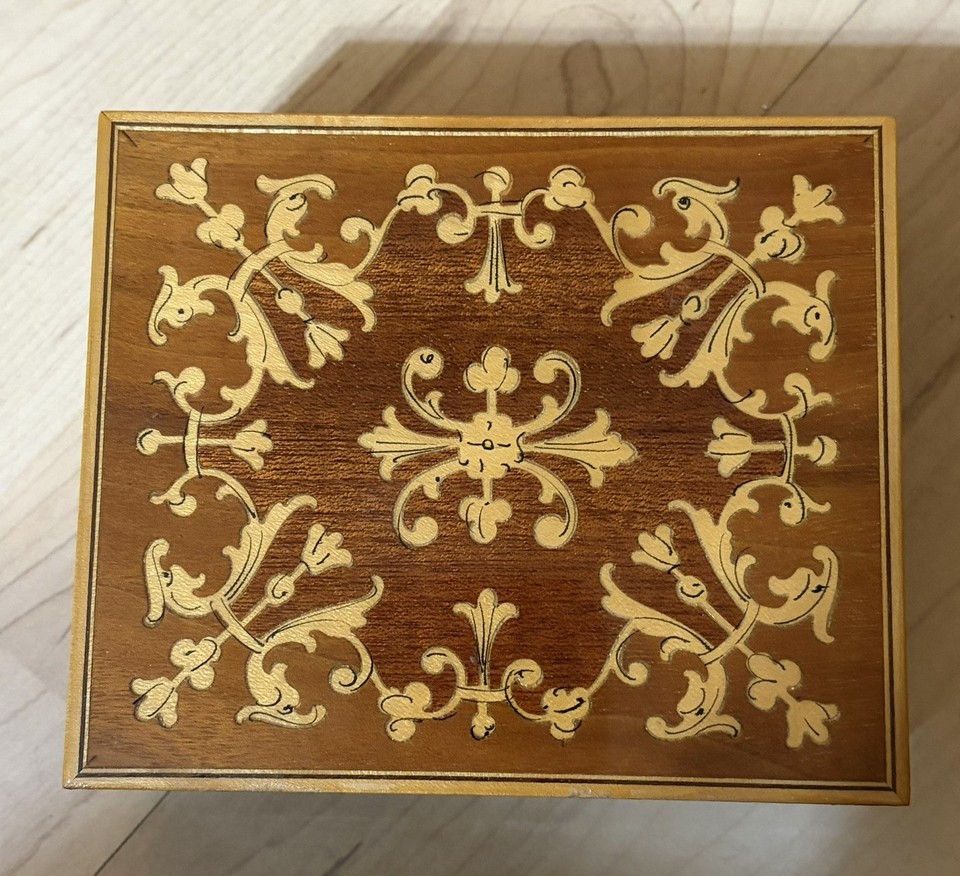 Vintage Wooden Reuge Swiss Music Box - Plays Love Story - Italy See Description 