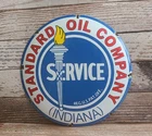 Vintage Standard Oil Company Service Porcelain Metal Domed Sign Torch Logo