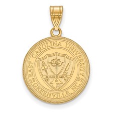 Sterling Silver Gold-plated LogoArt East Carolina University Large Crest Pendant