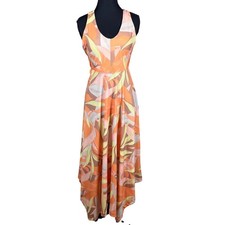 prAna Saxon Dress tropical midi Handkerchief Hem NWT women small Resortwear