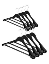 Wide Shoulder Wooden Hangers 8 Pack Coat Hangers with Non Slip Pants Black