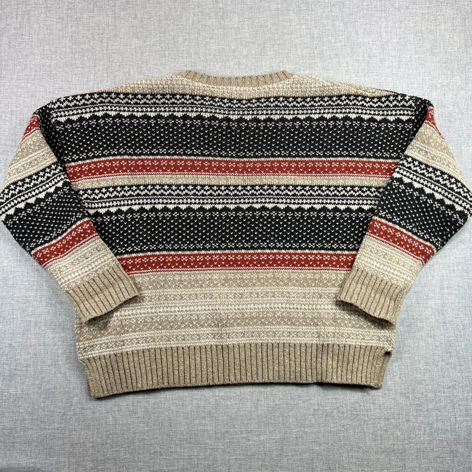 Suéter de algodón Country Parkhurst para mujer XL Fair Isle negro tostado cuadrado tejido de cabaña Foto 4 de 4