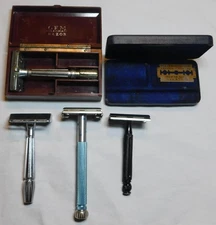VTG RAZOR LOT GILLETTE CONTRACT TECH GEM MICROMATIC BAKLITE CASE GILLETTE ATOMIC