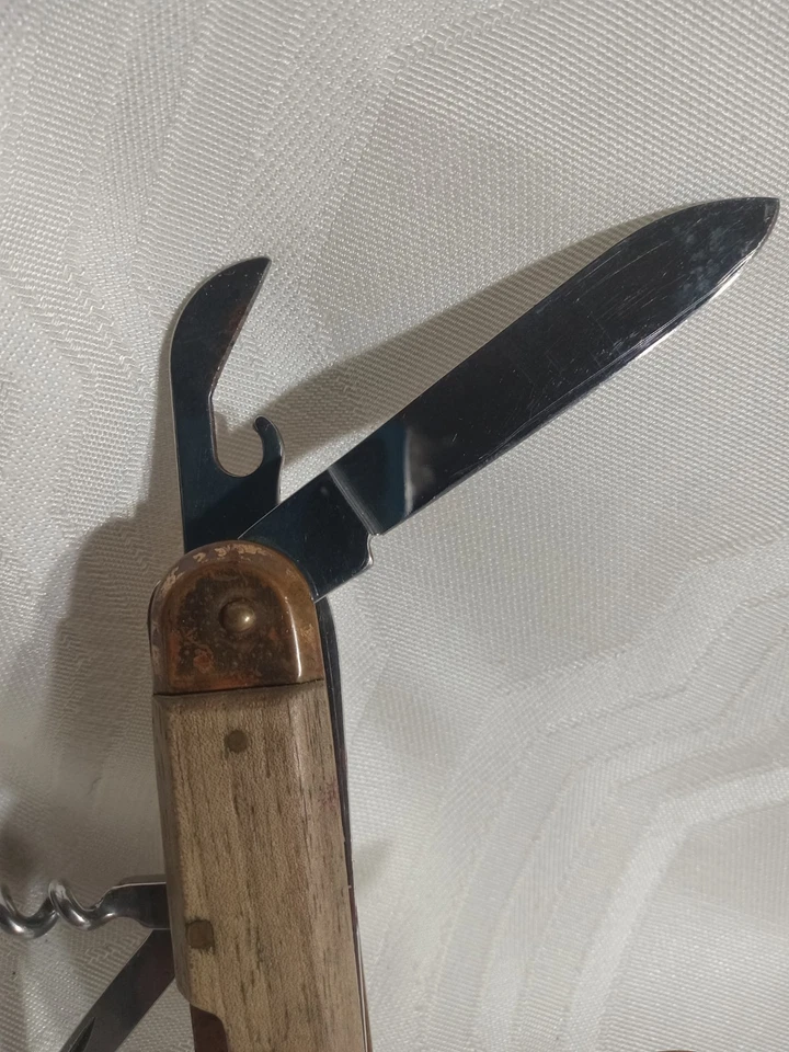 Карманный нож швейцарский стиль дерево n латунь? Прочная ручка ~ 6 функций - Изображение 2 из 4