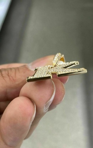 2.00 CT Diamond Initial Letter "K" Hip Hop Mens Pendant 14K Yellow Gold Finish  - Bild 4 von 4