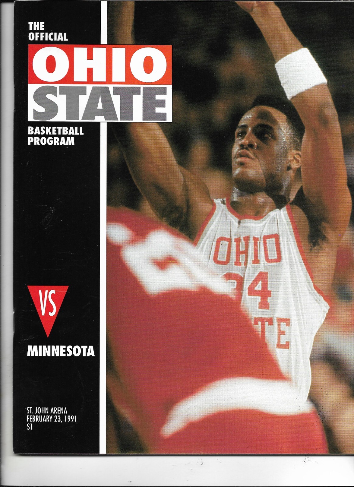 OHIO STATE BUCKEYES VS. MINNESOTA PROGRAM--FEBRUARY 23 1991--TREG LEE COVER