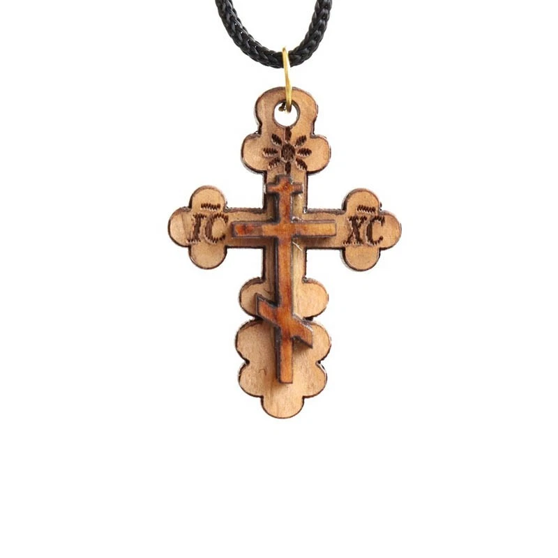 Orthodox wooden store cross necklace