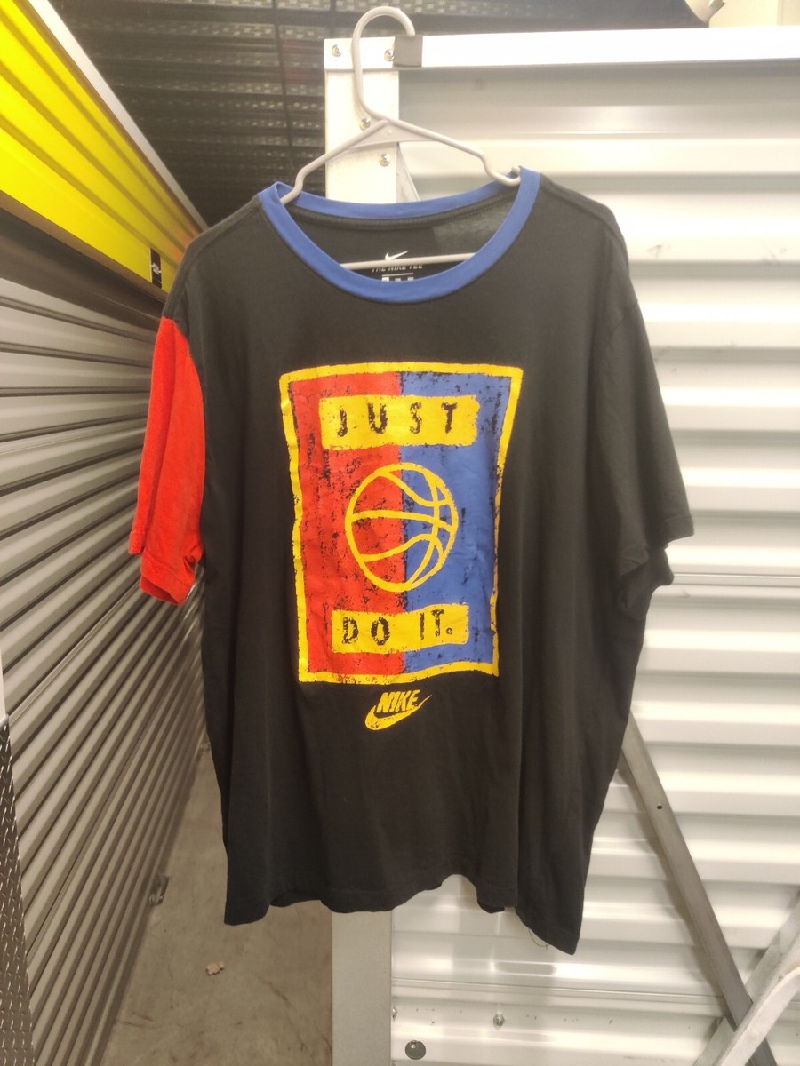 Nike Just Do It Basketball Men's Colorblock Center Swoosh Check T-Shirt  Size XXL