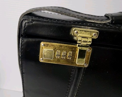 Vtg FRANZEN Briefcase Top Grain Leather Suede Lined Combo Lock Romania 13x17” - Picture 5 of 15