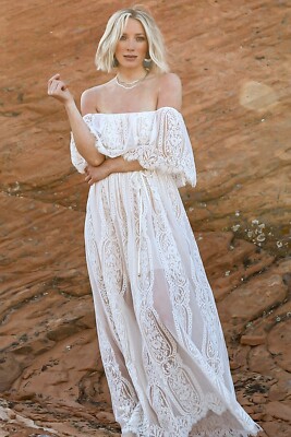 Caroline Lace Maxi Dress | Off White - XS