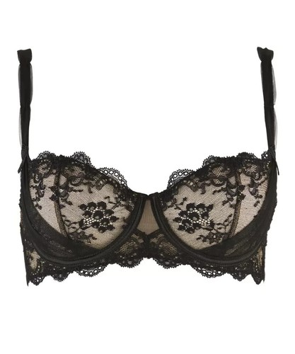 Aubade A-Lamour Bra Noir Black Lace 34G Underwired Half Cup Sheer Balcony DA14 - Picture 9 of 12